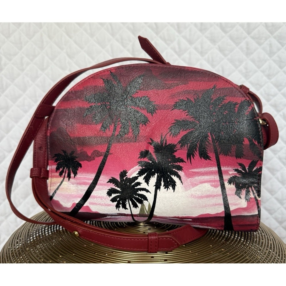 Rare Artisan Sophia‎ Visconti Leather Bag Boho Luxe Hand-Painted Wearable Art
